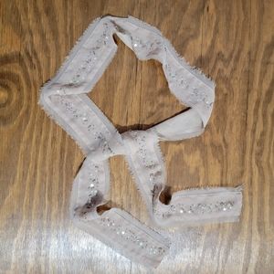 Sequin/Beaded Sash Scarf Belt, Beige/Cream, 3x72 Inches